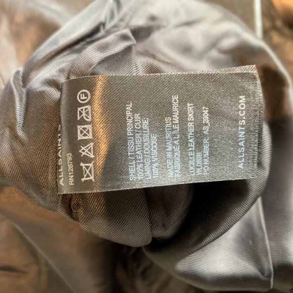 NWOT All Saints Lucille Leather Skirt Size 2 - Picture 8 of 8